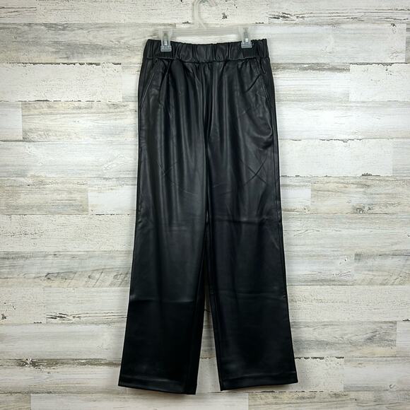 Blank NYC x Free People Women’s S Black Vegan Leather Wide Leg Pants NEW - Picture 1 of 8